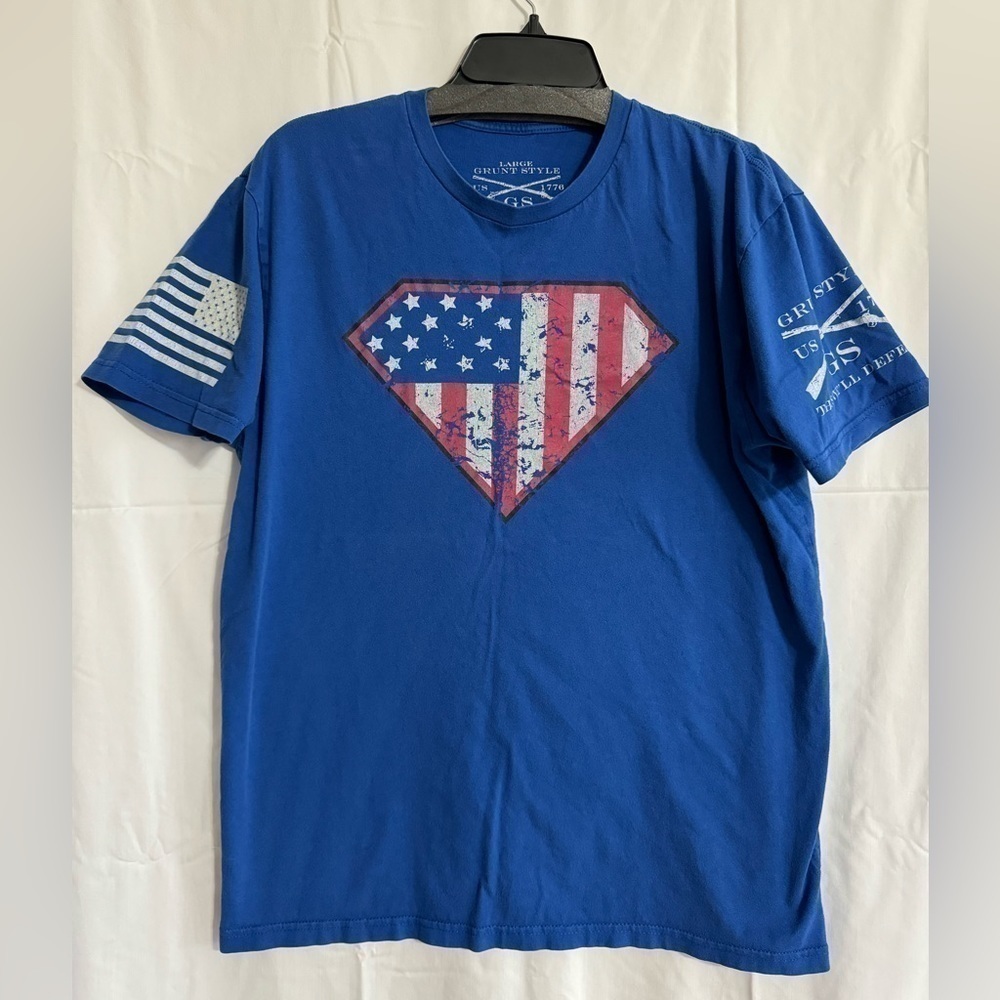 GRUNT STYLE Men’s vintage style tee. Blue. Pit to pit, 21.5.” Size L.